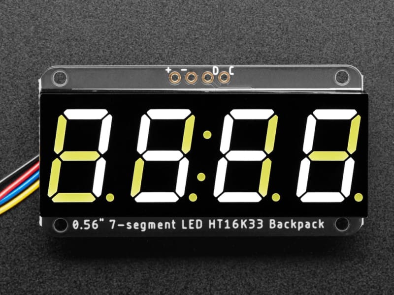 0.56 4-Digit 7-Segment Display with I2C Backpack - STEMMA QT / QWIIC - White - Component