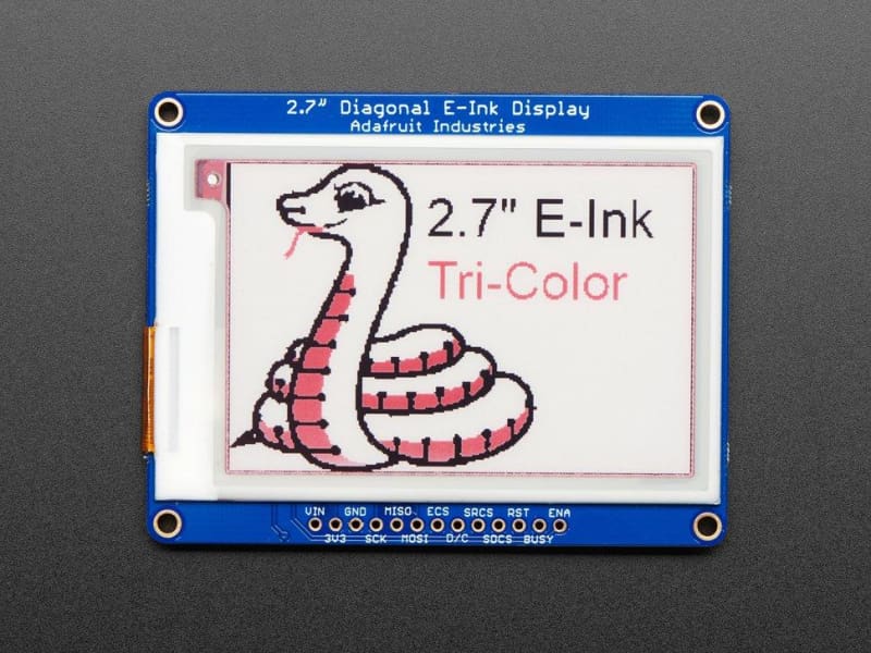 Adafruit 2.7 Tri-Colour eInk / ePaper Display with SRAM (Red Black White) (ID:4098) - ePaper