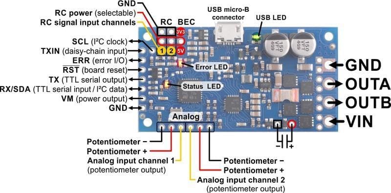 High-Power Simple Motor Controller G2 18V15 - Motion Controllers