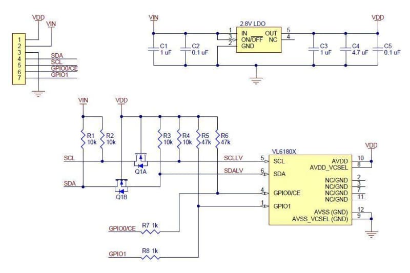 Vl6180X Time Of Flight Distance Sensor Carrier With Voltage Regulator 60Cm Max - Infra Red