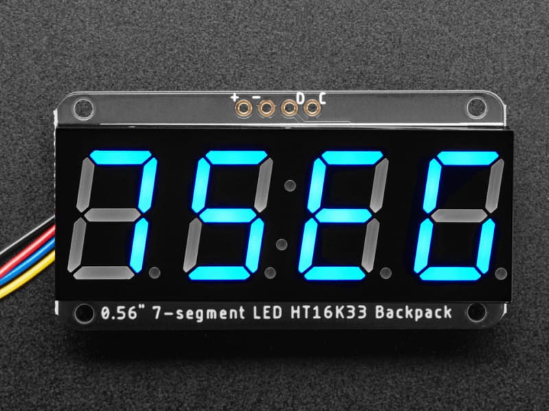 0.56 4-Digit 7-Segment Display with I2C Backpack - STEMMA QT / QWIIC - Blue - Component