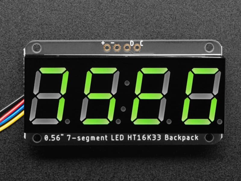 0.56 4-Digit 7-Segment Display with I2C Backpack - STEMMA QT / QWIIC - Green - Component