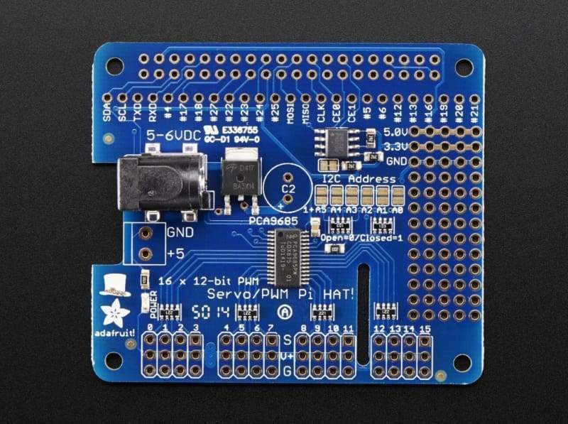 16-Channel Pwm / Servo Hat For Raspberry Pi (Id: 2327) - Motion Controllers