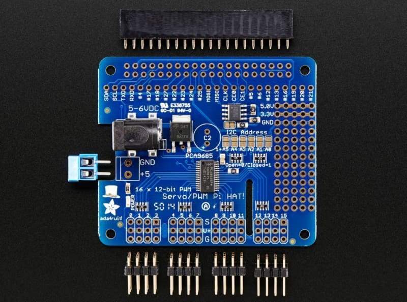 16-Channel Pwm / Servo Hat For Raspberry Pi (Id: 2327) - Motion Controllers