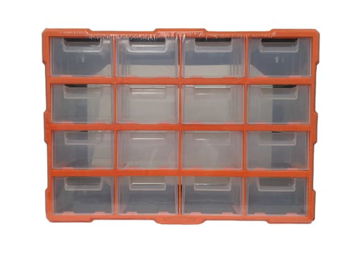 16 Drawer Plastic Organizer Storage Cabinet - Black/Orange - 52x16x37.5cm - Component
