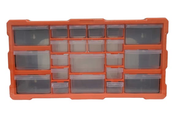 22 Drawer Plastic Organizer Storage Cabinet - Black/Orange - 49.5x16x25.5cm - Component