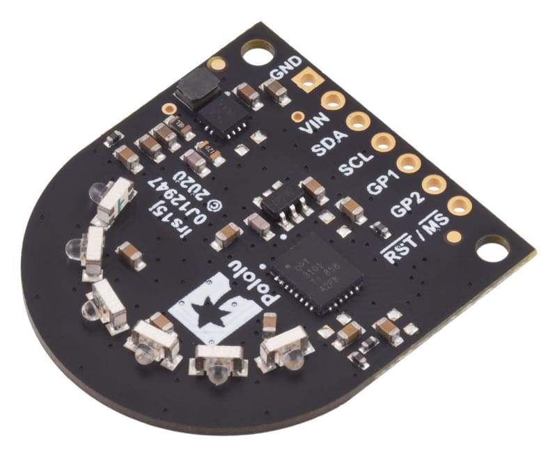 3-Channel Wide FOV Time-of-Flight Distance Sensor Using OPT3101 (No Headers) - Component