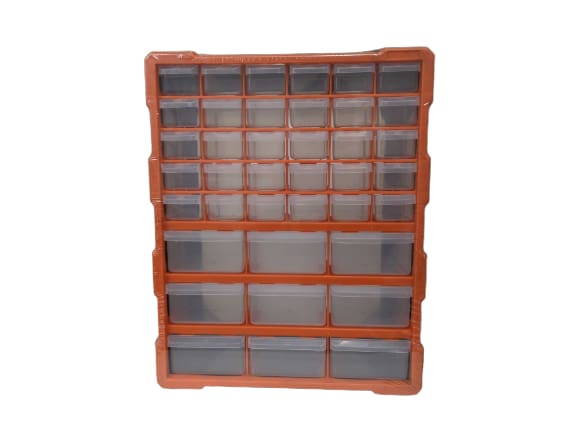 39 Drawer Plastic Organizer Storage Cabinet - Black/Orange - 47x38x16cm