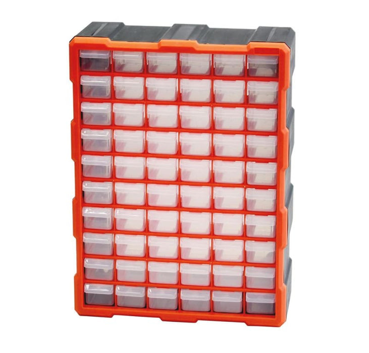 60 Drawer Plastic Organizer Storage Cabinet - Black/Orange - 47x38x16cm - Component