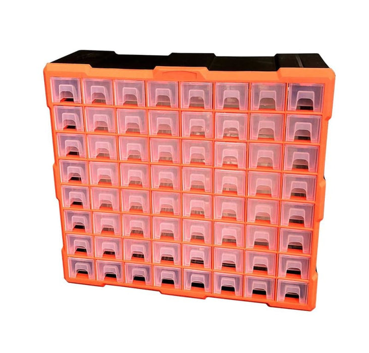 64 Drawer Plastic Organizer Storage Cabinet - Black/Orange - 52x16x37.5cm - Component