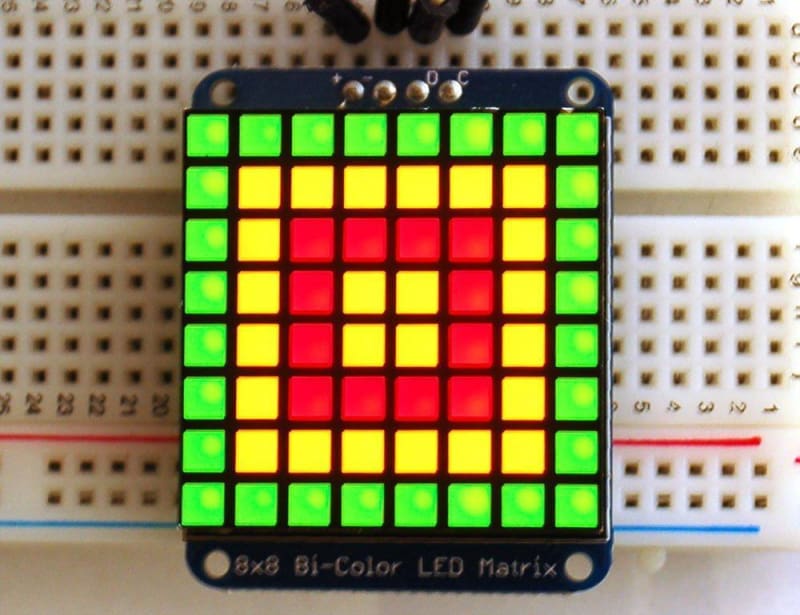 Bi-Colour Led Square Pixel Matrix With I2C Backpack (Id: 902) - Led Displays
