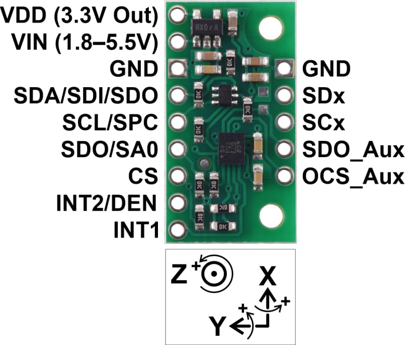 LSM6DSO 3D Accelerometer and Gyro Carrier with Voltage Regulator