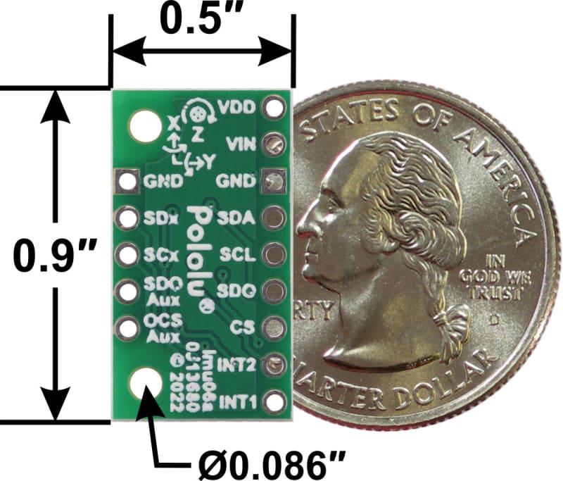 LSM6DSO 3D Accelerometer and Gyro Carrier with Voltage Regulator
