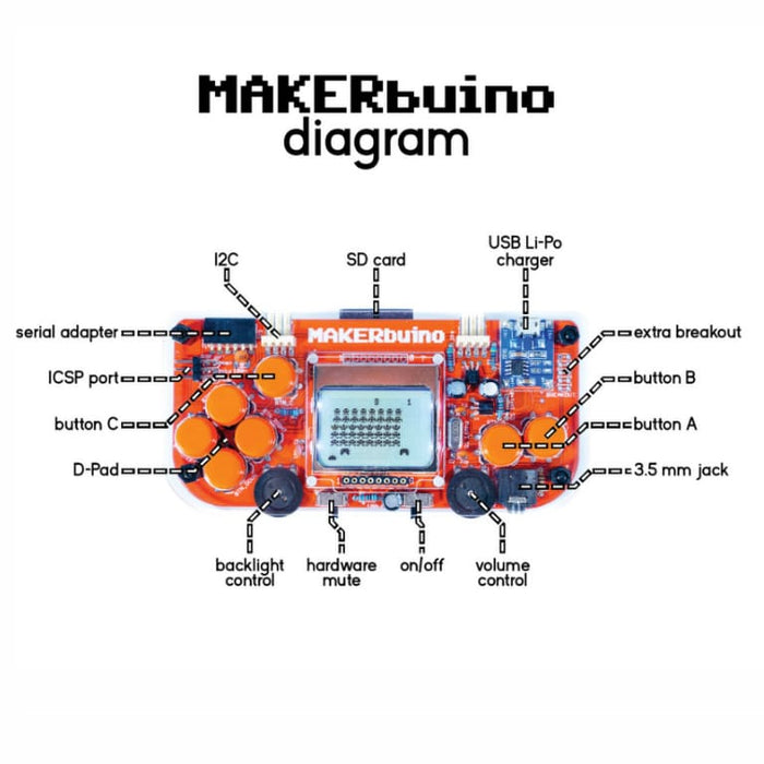 Makerbuino Build Your Own Video Game Console Diy Stem Learning Kit - Dev Boards