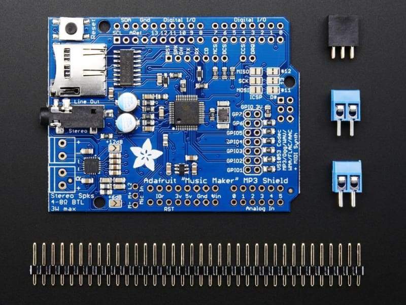 Music Maker Mp3 Shield For Arduino W/3W Stereo Amp (Id: 1788) - Shields