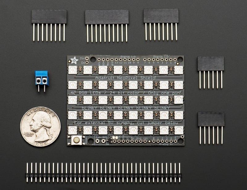 Neopixel Shield For Arduino - 40 Rgb Led Pixel Matrix (Id: 1430) - Leds
