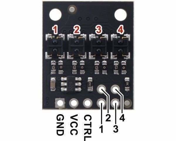 QTRX-HD-04A Reflectance Sensor Array: 4-Channel 4mm Pitch Analog Output Low Current - Visible Light