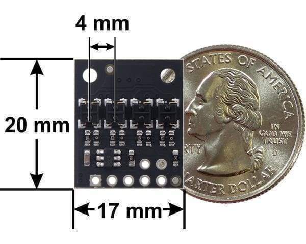 QTRX-HD-04A Reflectance Sensor Array: 4-Channel 4mm Pitch Analog Output Low Current - Visible Light