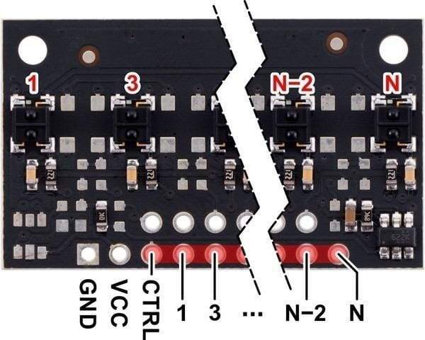 Qtrx-Md-08Rc Reflectance Sensor Array: 8-Channel 8Mm Pitch Rc Output Low Current - Sensor