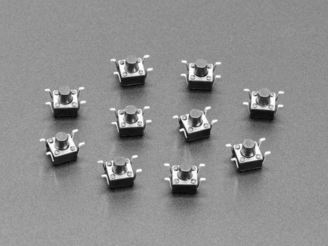 Reverse Mount Tactile Switch Buttons - 6mm square - 10 Pack - Component