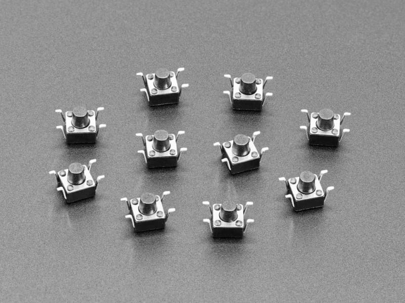 Reverse Mount Tactile Switch Buttons - 6mm square - 10 Pack - Component